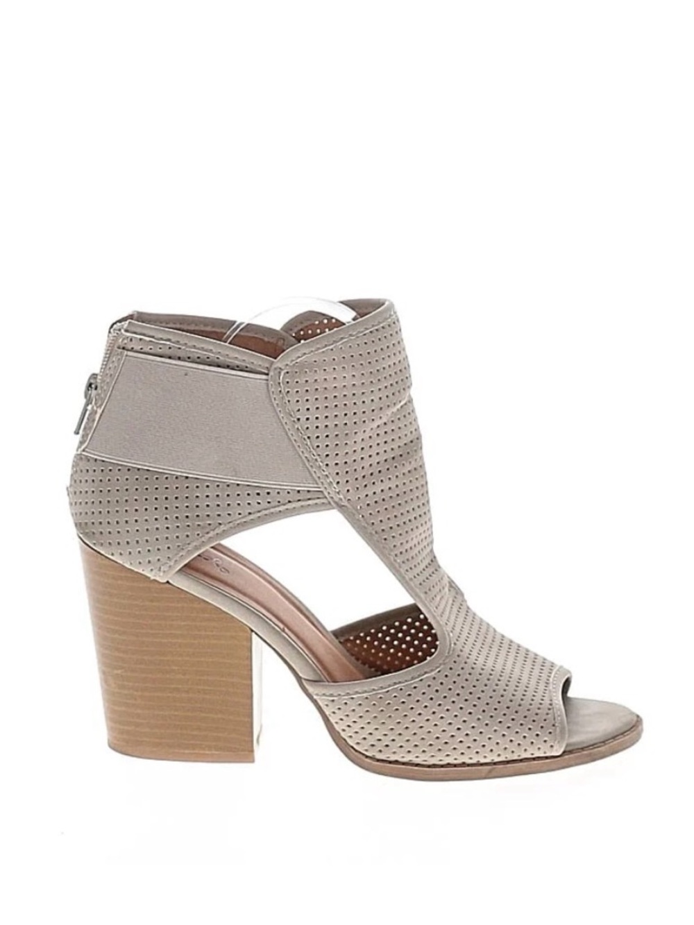 Taupe Perforated Block Heel Sandal - size 7